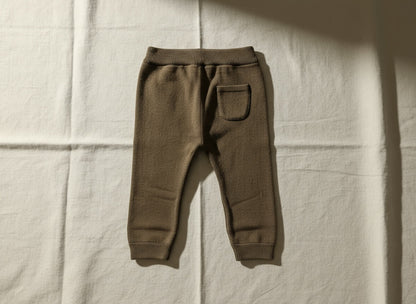 Cocoa baby leggings on a light gray background